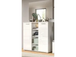 Inn.Furn Garderoben-Set 2-teilig Weiß Hochglanz 110 cm mit 10 Fächern Grazie