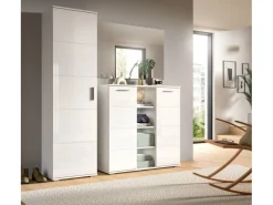 Inn.Furn Garderoben-Set 2-teilig Weiß Hochglanz 110 cm mit 10 Fächern Grazie