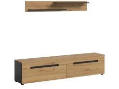 Inn.Furn Schweberegale^TV-Lowboard und Wandboard in Eiche und Grau 170 cm Cooper