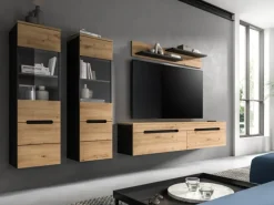 Inn.Furn Schweberegale^TV-Lowboard und Wandboard in Eiche und Grau 170 cm Cooper