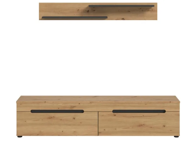 Inn.Furn Schweberegale^TV-Lowboard und Wandboard in Eiche und Grau 170 cm Cooper