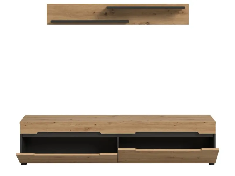 Inn.Furn Schweberegale^TV-Lowboard und Wandboard in Eiche und Grau 170 cm Cooper