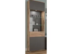 Inn.Furn Vitrine Eiche Grau 57 x 200 cm mit Soft-Close Tomaso
