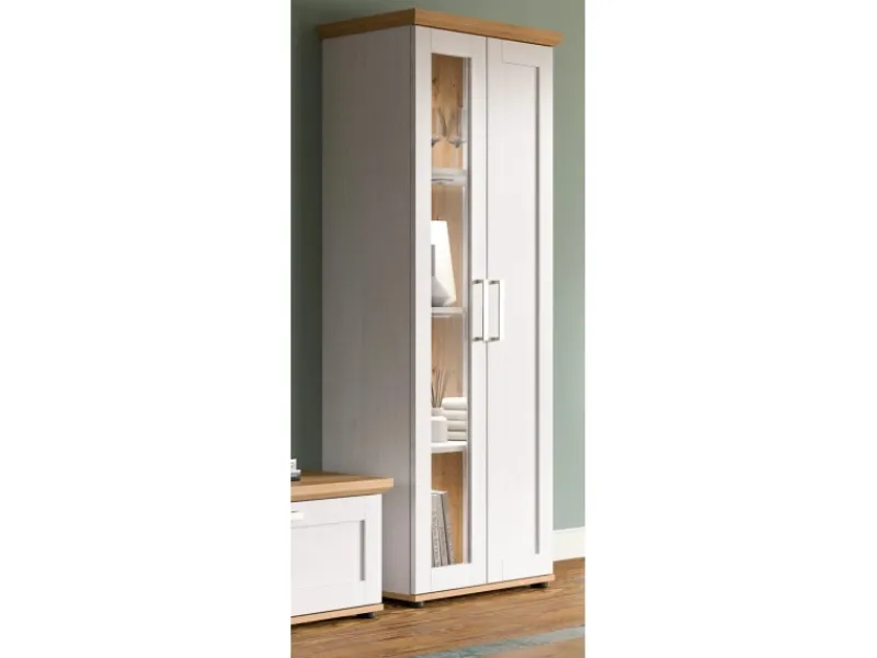 Inn.Furn Vitrine in Weiß Lärche Landhaus 64 x 161 cm Mirano