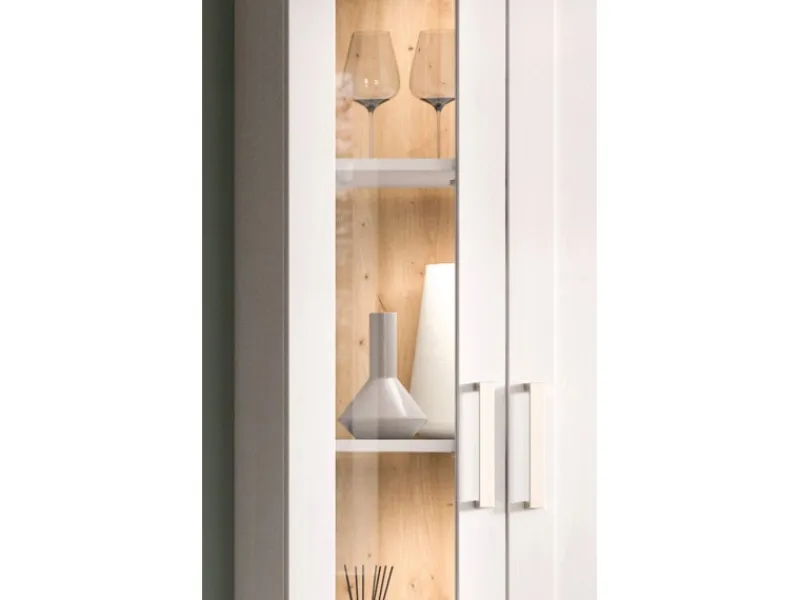 Inn.Furn Vitrine in Weiß Lärche Landhaus 64 x 161 cm Mirano