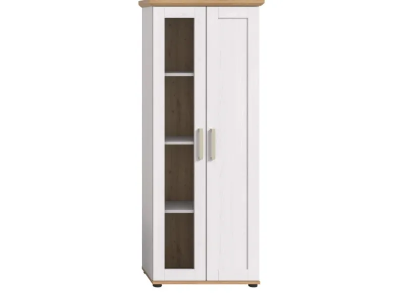 Inn.Furn Vitrine in Weiß Lärche Landhaus 64 x 161 cm Mirano