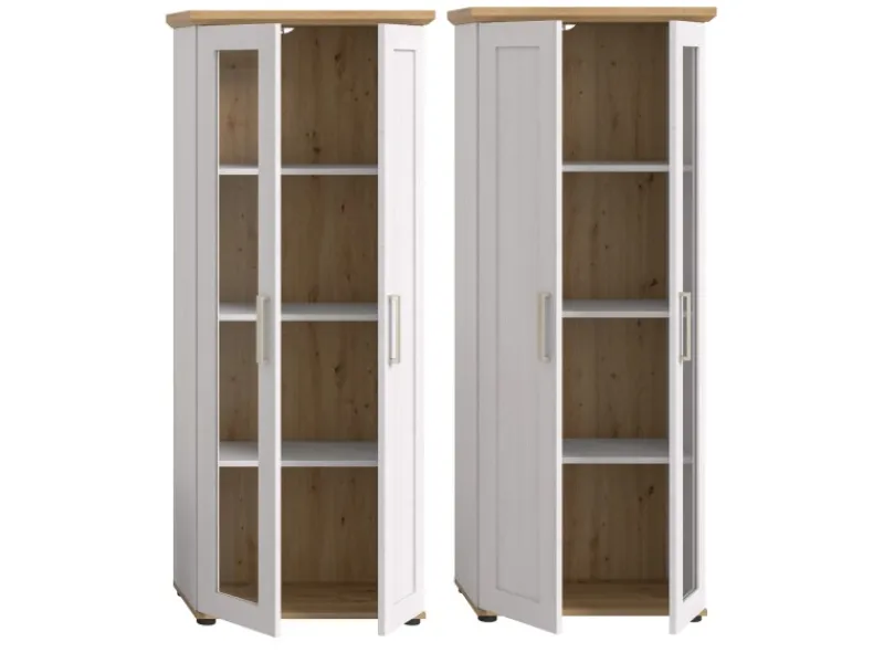 Inn.Furn Vitrine in Weiß Lärche Landhaus 64 x 161 cm Mirano