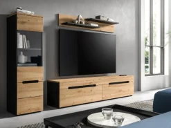 Inn.Furn Wohnwand in Eiche und Grau 221 cm Cooper