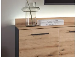 Inn.Furn Wohnwände^Wohnwand 3-teilig Grau Evoke Eiche 247 cm mit Soft-Close Elian