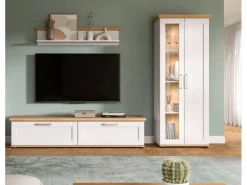 Inn.Furn Wohnwand 3-teilig in Weiß Lärche Landhaus 240 cm Mirano