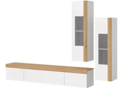 Inn.Furn Wohnwand 3-teilig in Weiß und Eiche 270 cm Siena