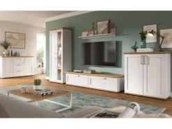 Inn.Furn Schweberegale|Wohnwände^Wohnwand 3-teilig in Weiß Lärche Landhaus 260 cm Mirano