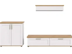 Inn.Furn Schweberegale|Wohnwände^Wohnwand 3-teilig in Weiß Lärche Landhaus 260 cm Mirano