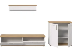 Inn.Furn Schweberegale|Wohnwände^Wohnwand 3-teilig in Weiß Lärche Landhaus 260 cm Mirano