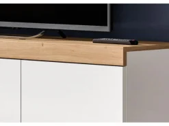 Inn.Furn Vitrinen^Wohnwand 2-teilig in Weiß und Eiche 225 cm Siena