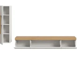 Inn.Furn Vitrinen^Wohnwand 2-teilig in Weiß und Eiche 225 cm Siena