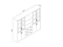 Jet-Line Büroregale^Aktenschrank Bloomfield in Mahagoni-Optik mit Glastüren 200x240x40 cm