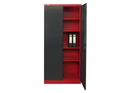 Jet-Line Büroregale^Stahlschrank Moskau in Anthrazit-Rot 90 x 40 x 185 cm mit Abschließbaren Türen