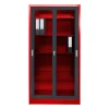 Jet-Line Büroregale^Stahlschrank St Petersburg in Anthrazit-Rot 90 x 40 x 185 cm Abschließbare Türen/Glasfront