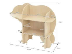 Joyz Kinderregal Bär 2 Ebenen Natur 110x 32x83 cm Holz Regal mit Offenen Regalen