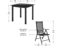 Juskys Stühle^Aluminium Gartengarnitur Milano 5 Teilig mit Tisch und 4 Stühlen