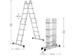 Juskys Leitern|Klapptritte^Aluminium Multifunktionsleiter 4,7m Tragfähigkeit bis 150 kg