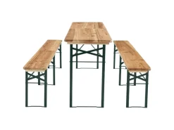 Juskys Bierzeltgarnitur Passau 3 teilig klappbar mit lackiertem Tannenholz 220 cm