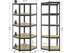 Juskys Kellerregale|Eckregale^Eckregal Lagerregal Corner Basic 180 x 70 x 40 cm in