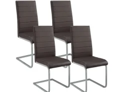 Juskys Freischwinger Stuhl Vegas 4er Set aus Kunstleder