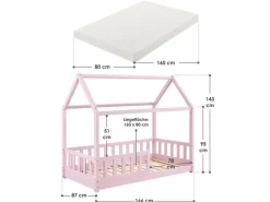 Juskys Betten^Kinderbett Marli 80 x 160 cm mit Matratze
