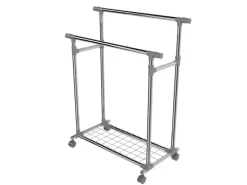 Juskys Garderoben^Kleiderständer aus Metall 360 Grad Frei Drehbare Räder Silber Grau