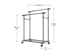 Juskys Garderoben^Kleiderständer aus Metall 360 Grad Frei Drehbare Räder Silber Grau
