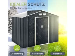 Juskys Metall Geräteschuppen Gerätehaus XL mit Satteldach in