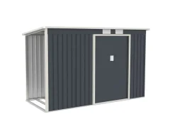 Juskys Holzregale^Metall Geräteschuppen M mit Unterstand Links