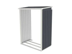 Juskys Holzregale^Metall Geräteschuppen M mit Unterstand Links