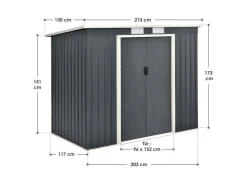 Juskys Holzregale^Metall Geräteschuppen M mit Unterstand Links