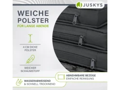 Juskys Kissen|Hocker^Polyrattan Essgruppe Baracoa XL 11 Teilig Schwarz