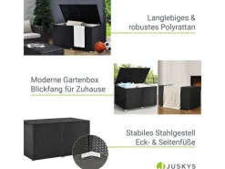 Juskys Kissen^Polyrattan Gartenmöbel Auflagenbox Ikaria mit Innenplane in