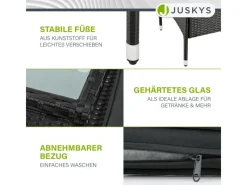 Juskys Polyrattan Gartenmöbel Sitzgruppe Monaco in Schwarz und Dunkelgraue Bezüge
