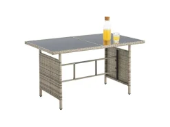 Juskys Kissenbezüge|Sitzbänke^Polyrattan Gartenmöbel Sitzgruppe Turin Grau Meliert