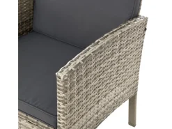Juskys Kissenbezüge|Sitzbänke^Polyrattan Gartenmöbel Sitzgruppe Turin Grau Meliert