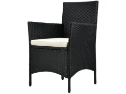 Juskys Kissen^Polyrattan Gartenmöbel Balkon Set Bayamo in Schwarz mit Bezügen in Beige