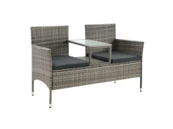 Juskys Sitzbänke^Polyrattan Gartenmöbel Sitzgruppe Monaco Grau Meliert und e Bezüge