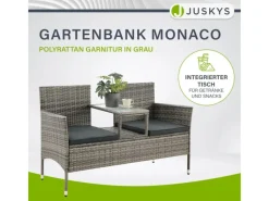 Juskys Sitzbänke^Polyrattan Gartenmöbel Sitzgruppe Monaco Grau Meliert und e Bezüge