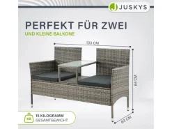 Juskys Sitzbänke^Polyrattan Gartenmöbel Sitzgruppe Monaco Grau Meliert und e Bezüge