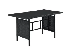 Juskys Polyrattan Gartenmöbel Lounge Manacor Schwarz mit Bezügen in Dunkelgrau