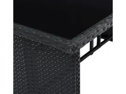 Juskys Polyrattan Gartenmöbel Lounge Manacor Schwarz mit Bezügen in Dunkelgrau