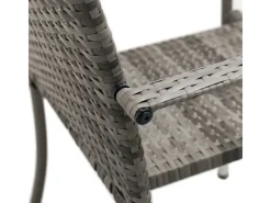 Juskys Polyrattan Gartenstühle Yoro 6er Set Stapelbar mit Armlehnen Grau Meliert