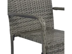 Juskys Polyrattan Gartenstühle Yoro 4er Set Stapelbar mit Armlehnen Grau Meliert