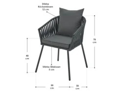 Juskys Kissen|Stühle^Rope Stühle 2er Set mit Sitz und Rückenkissen